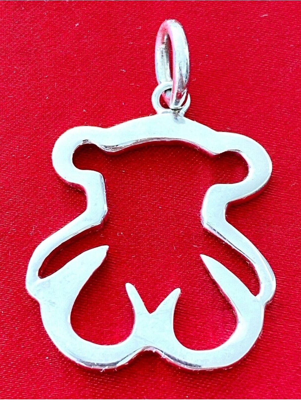 Sterling silver 925 Teddy Bear Outline Pendant - Silver